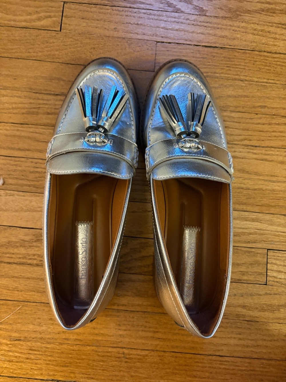 Franco Sarto Metallic Gold Tassel Loafers